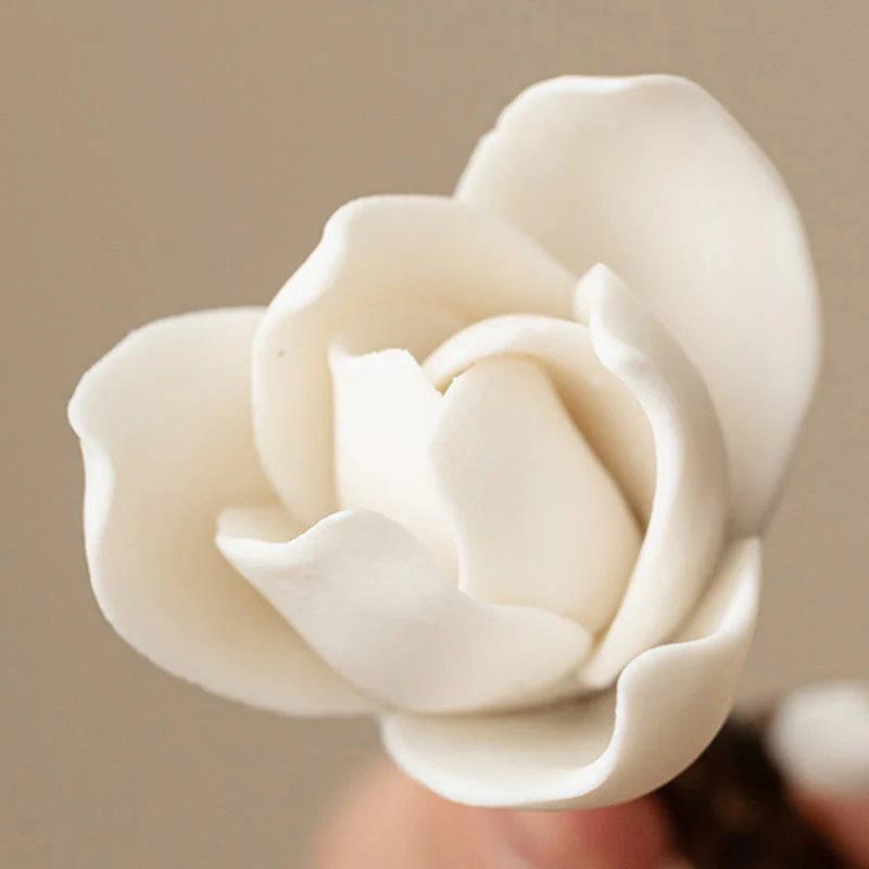 Buddha Stones Gardenia Flower Pattern Ceramica Guarigione Bruciatore di Incenso Decorazione - Image 4