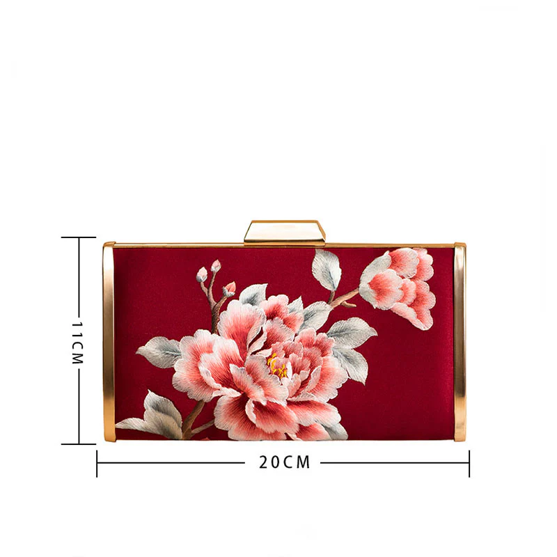 Buddha Stones Garofano Peonia Begonia Su Ricamo Borsa da sposa Borsa a tracolla Borsa a mano - Image 11