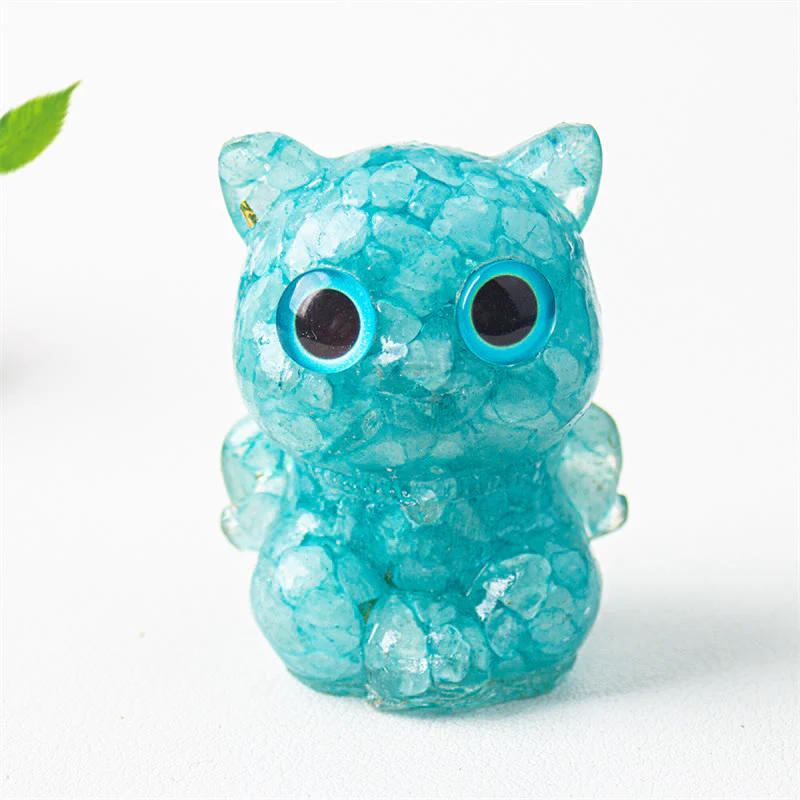 Buddha Stones Gatto carino Lazurite Lapislazzuli Ametista Ossidiana nera Acquamarina Cristallo Resina Decorazione positiva per la casa - Image 12
