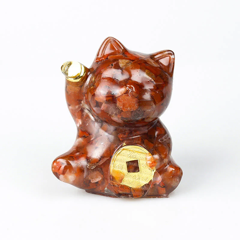 Buddha Stones Gatto portafortuna moneta di rame turchese labradorite cristallo rosa ametista forza decorazione per la casa - Image 18