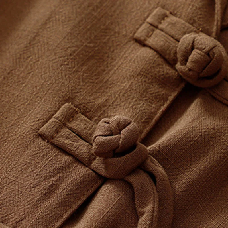 Buddha Stones Giacca da donna in cotone e lino con bottoni a rana e maniche lunghe e tasche - Image 32
