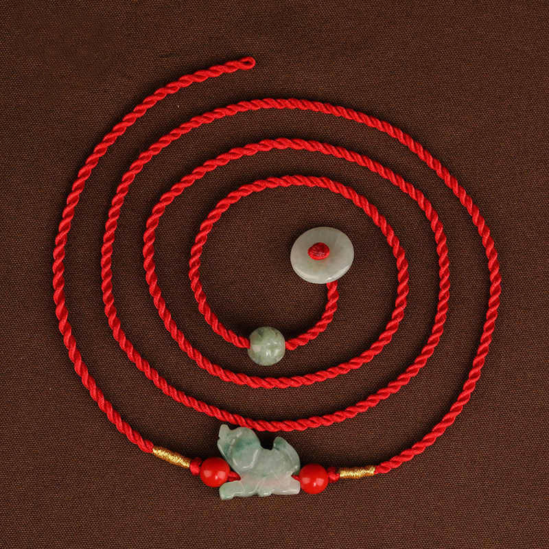 Buddha Stones giada fibbia della pace benedizione corda rossa catena per la pancia - Image 11