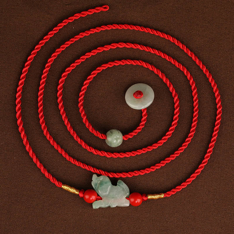 Buddha Stones giada fibbia della pace benedizione corda rossa catena per la pancia - Image 3