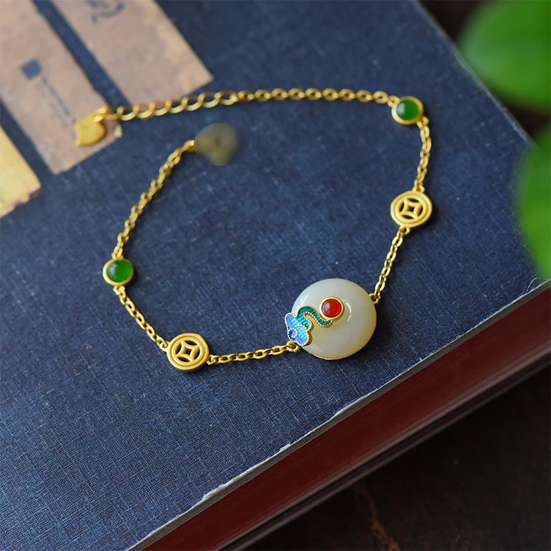 Buddha Stones Giada Monete di rame Nuvole di buon auspicio Prosperità Collana Ciondolo Bracciale Anello Orecchini - Image 3