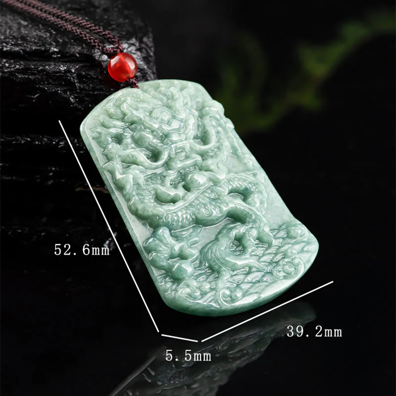 Buddha Stones Giada naturale Zodiaco cinese Drago Mare Fortuna Collana con ciondolo - Image 9