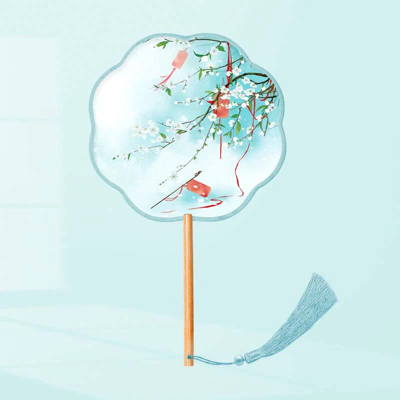 Buddha Stones Ginkgo Leaf Koi Fish Cherry Blossom Spring Flowers Ventilatore con manico in legno portatile - Image 19