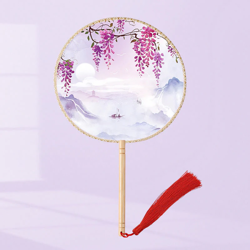 Buddha Stones Ginkgo Leaf Koi Fish Cherry Blossom Spring Flowers Ventilatore con manico in legno portatile - Image 6