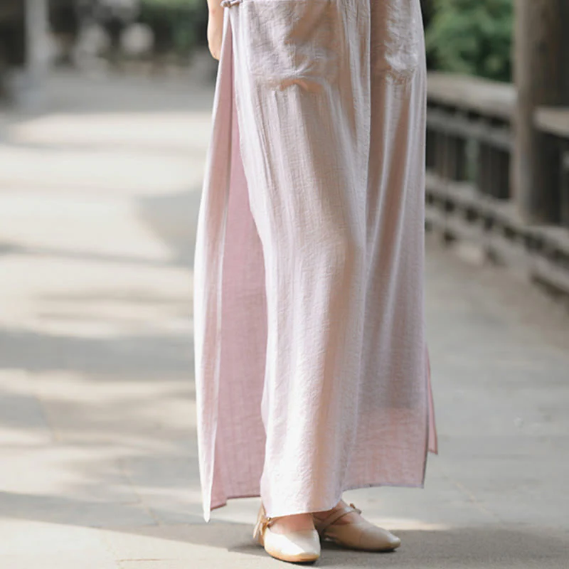 Buddha Stones Gonna e pantaloni da donna con tasche e spacchi sull'orlo in tinta unita - Image 20