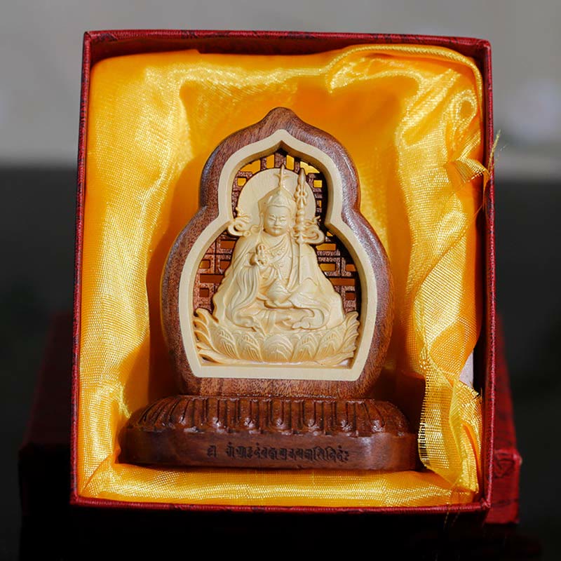 Buddha Stones Guru Rinpoche Buddha Padmasambhavan Serenity Statua incisa in legno - Image 2