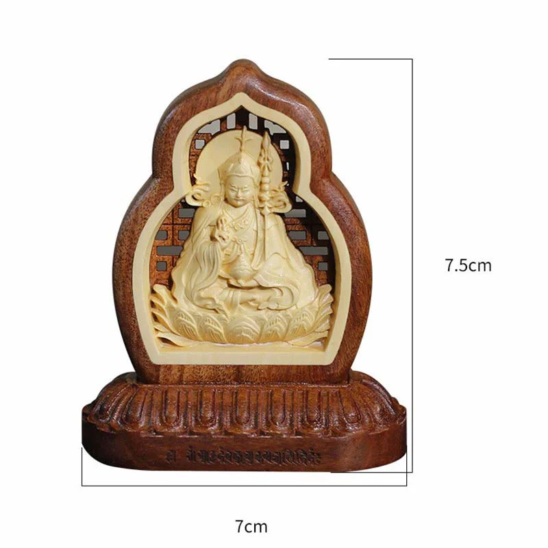 Buddha Stones Guru Rinpoche Buddha Padmasambhavan Serenity Statua incisa in legno - Image 8