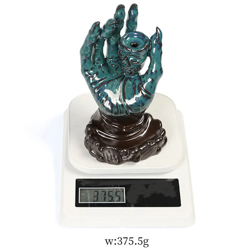 Buddha Stones Halloween Fantasma Mano Teschio Testa Ceramica Pace Guarigione Bruciatore di Incenso Decorazione - Image 17