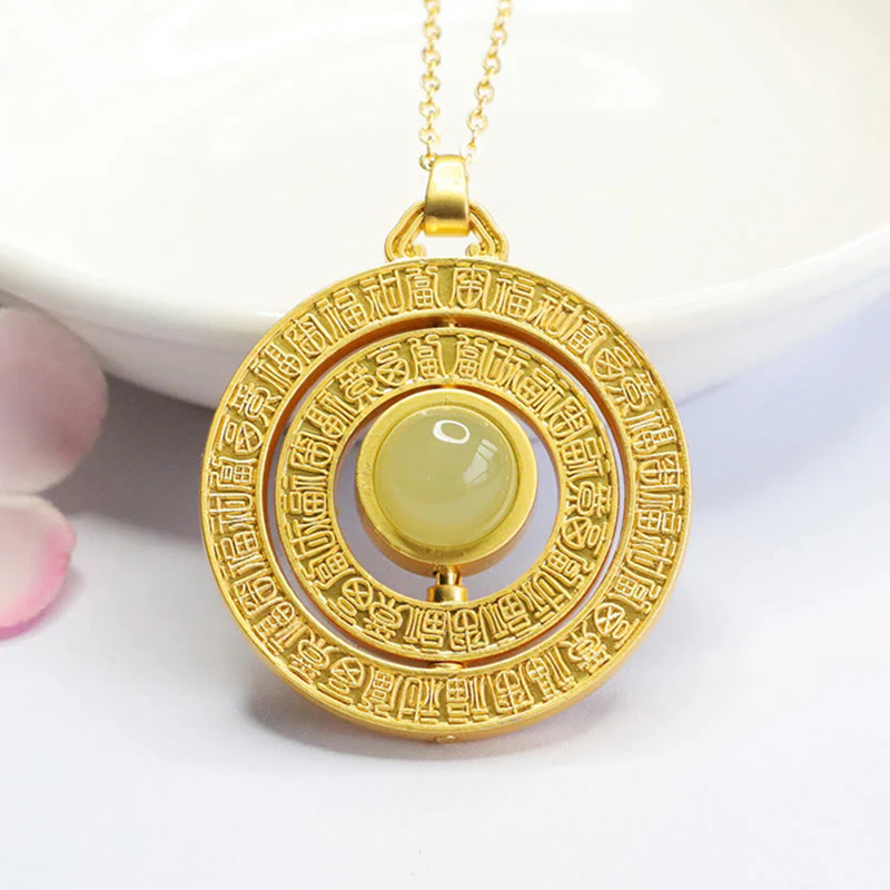 Buddha Stones Hetian Jade Cento Benedizioni Fu Carattere Fortuna Collana Pendente Girevole - Image 2