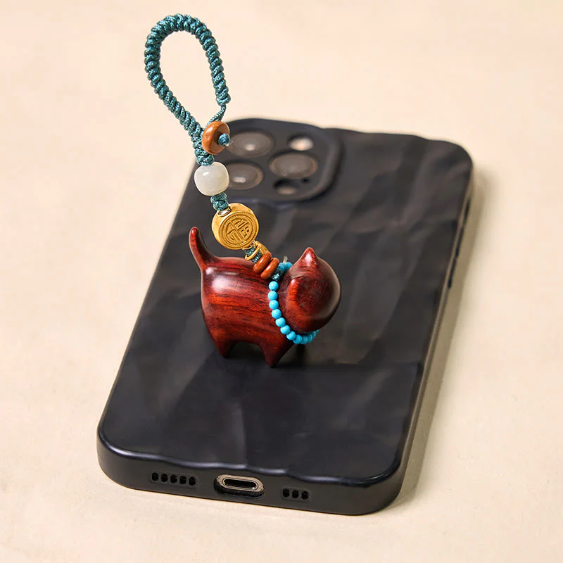Buddha Stones Hetian Jade Sandalo naturale Sandalo rosso Sandalo verde Fu Carattere Abbondanza Portachiavi - Image 14