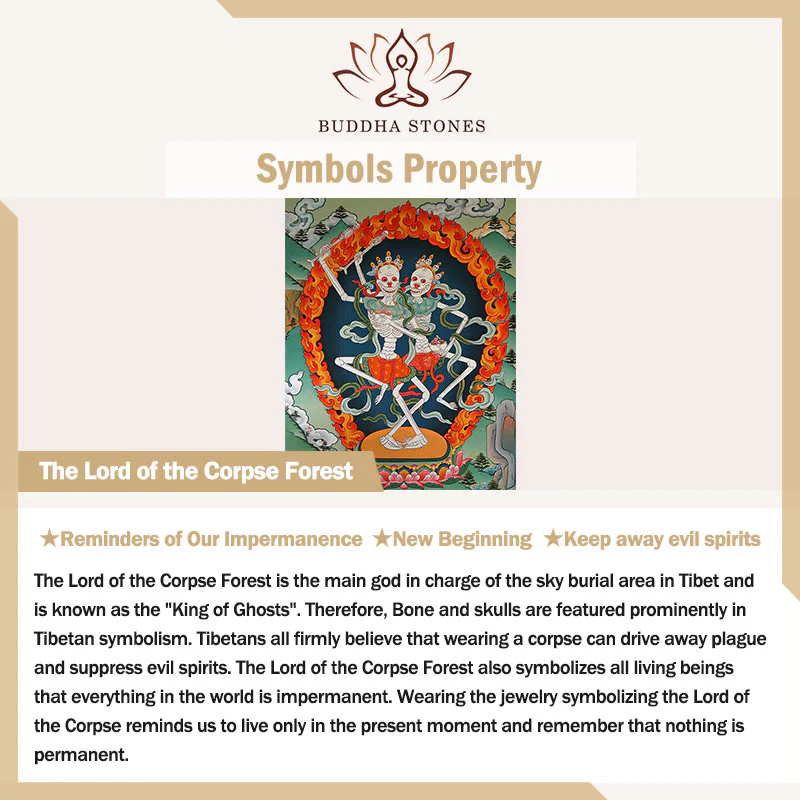 Buddha Stones Il Signore della Foresta dei Cadaveri Rame Ottone Doppio Teschio Tieni Lontani gli Spiriti Maligni Braccialetto Rigido - Image 5