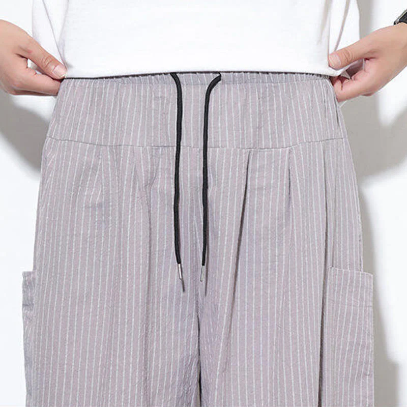 Buddha Stones in cotone a righe casual Buddha Stones, lunghezza 7-8, con tasche - Image 19