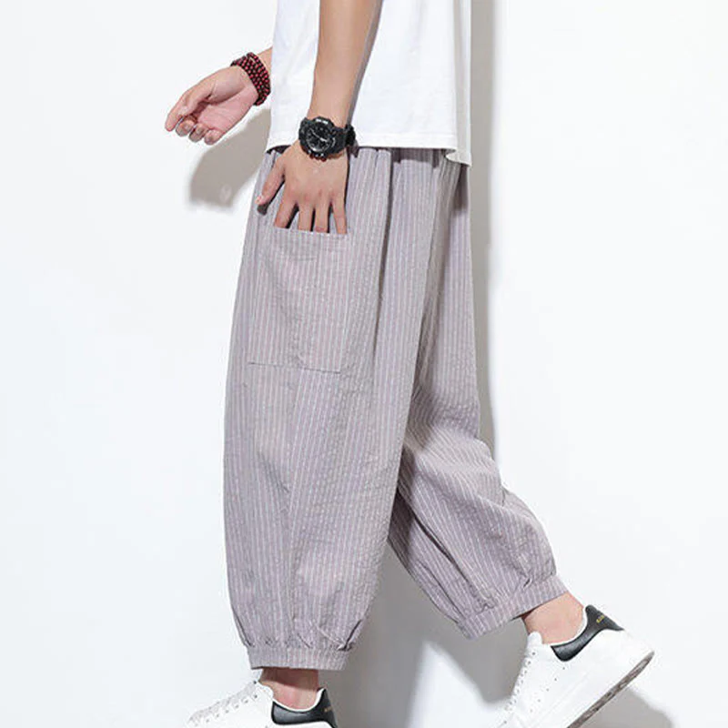 Buddha Stones in cotone a righe casual Buddha Stones, lunghezza 7-8, con tasche - Image 9