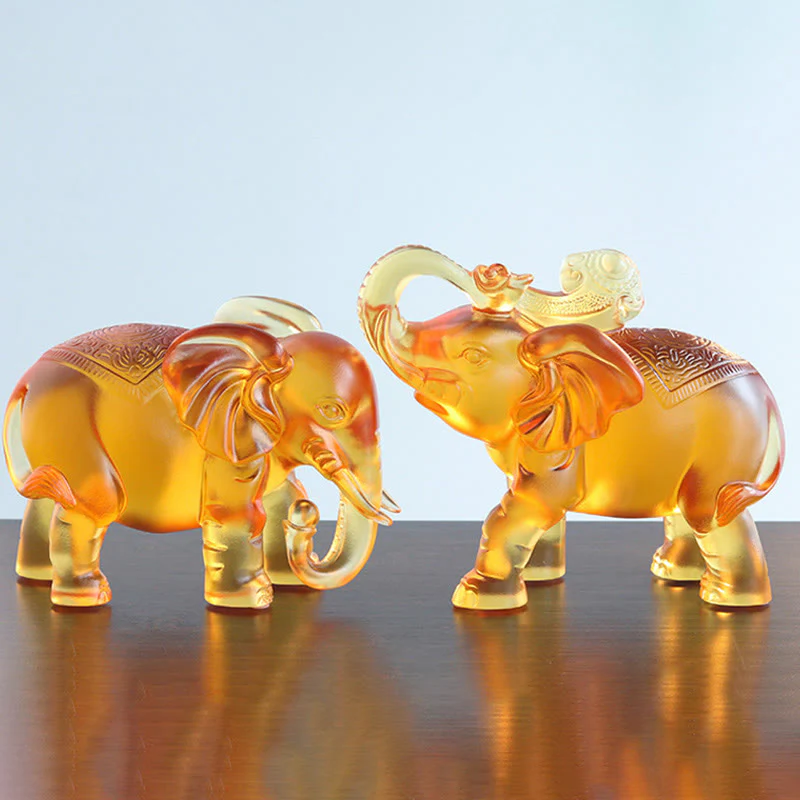 Buddha Stones in cristallo giallo Liuli, proboscide di elefante, design su e giù, forza, decorazione per la casa - Image 16
