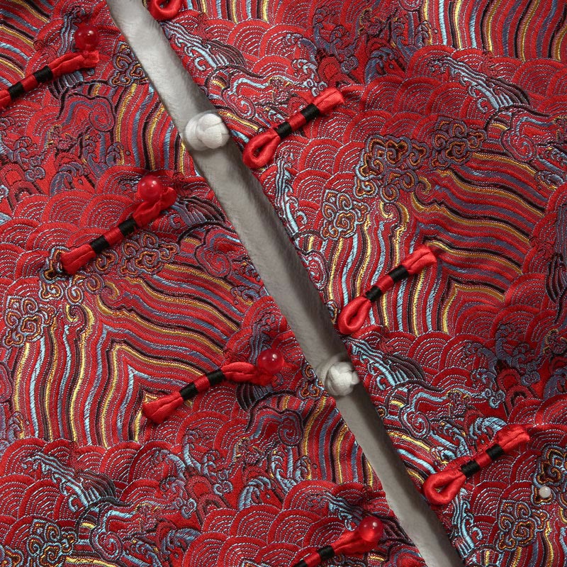 Buddha Stones in damasco jacquard con bottoni a forma di rana, motivo acqua di mare, camicia con tasche, abito da uomo - Image 3
