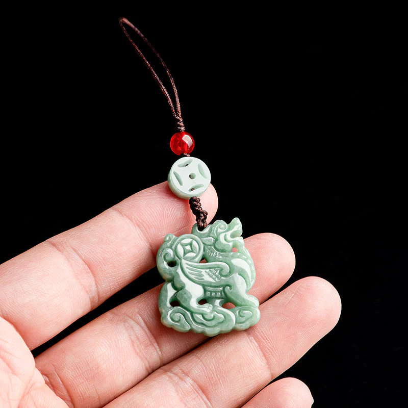 Buddha Stones in giada naturale Kirin Prosperità Telefono Decorazione appesa - Image 3