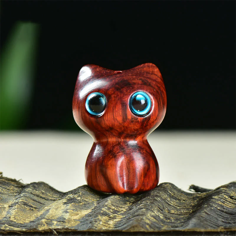 Buddha Stones in legno di ebano, piccola foglia, sandalo rosso, simpatici animali da gatto, decorazione calma - Image 9