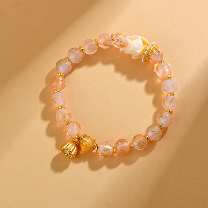 Bracciale con ciondolo a forma di loto, volpe a nove code, Buddha Stones, incenso tibetano, cenere, perle di vetro Liuli - Image 3