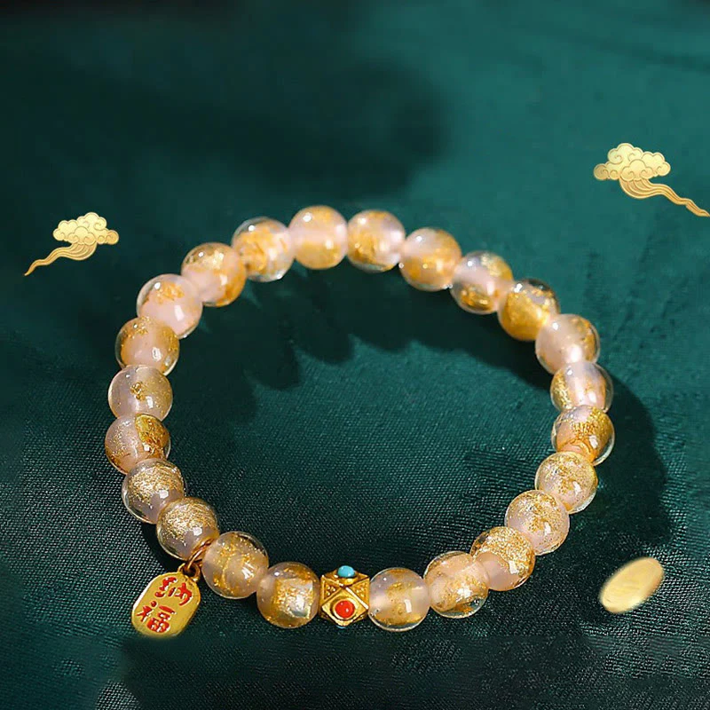 Buddha Stones, incenso tibetano, cenere, perline di vetro Liuli, fortuna, carattere Fu, braccialetto con ciondolo