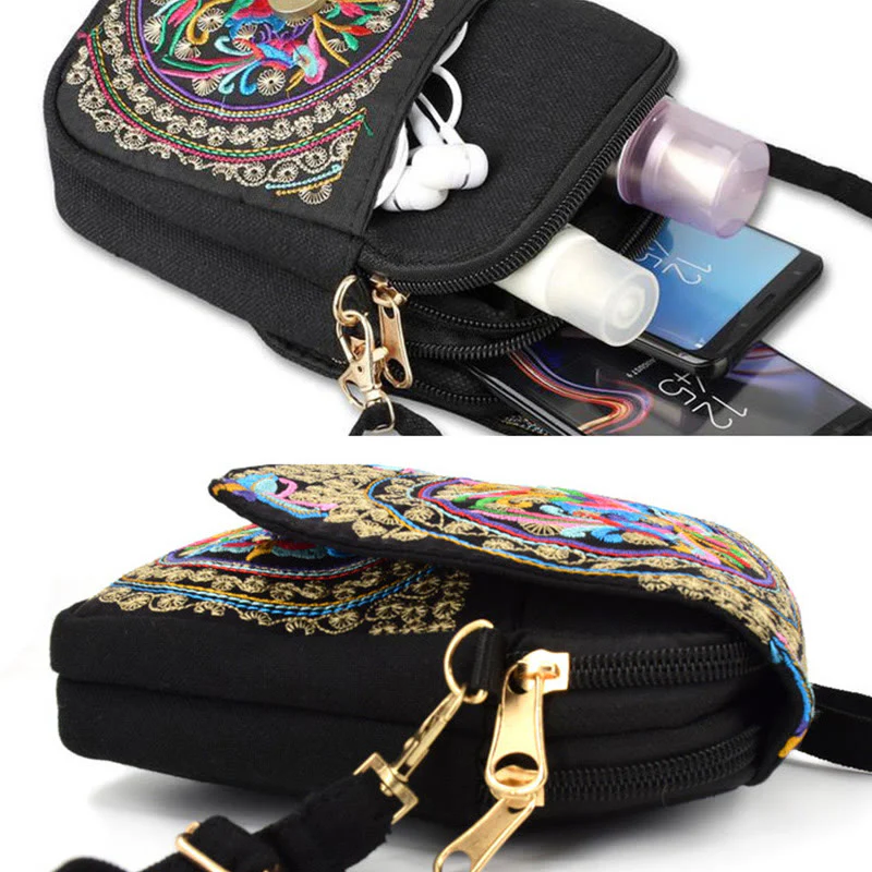 Buddha Stones Inula Flower Peony Ricamo Tela Shopping Borsa Borsa A Tracolla - Image 10
