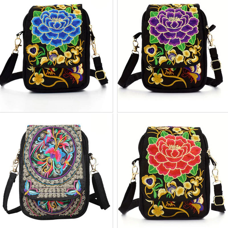 Buddha Stones Inula Flower Peony Ricamo Tela Shopping Borsa Borsa A Tracolla - Image 13