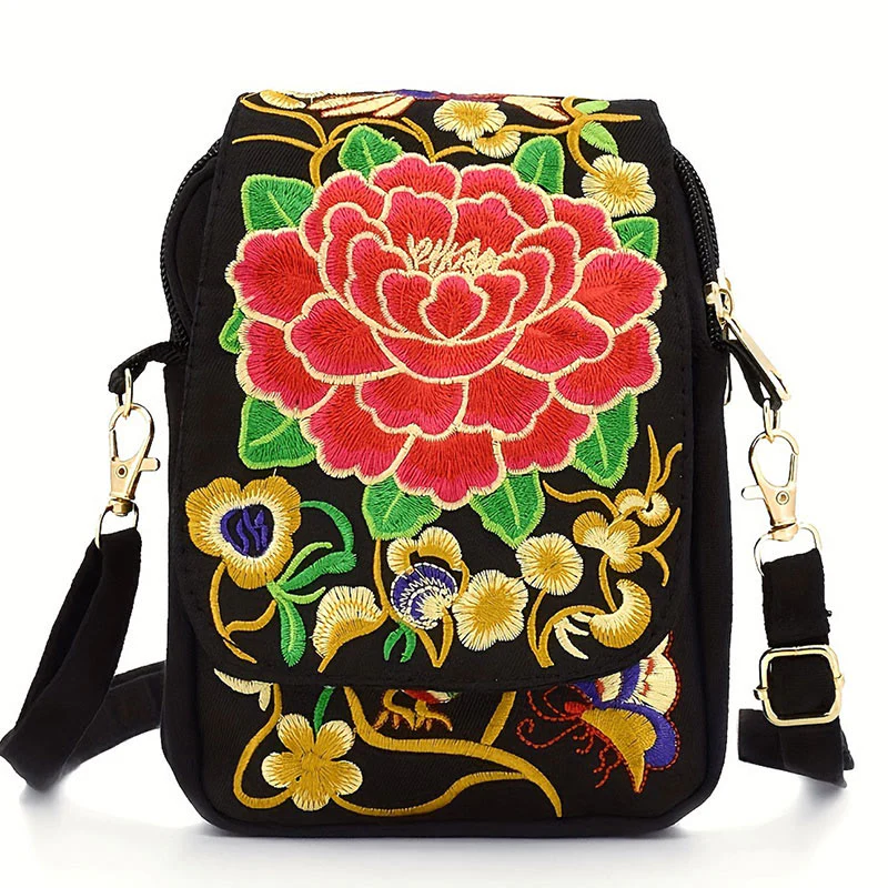 Buddha Stones Inula Flower Peony Ricamo Tela Shopping Borsa Borsa A Tracolla - Image 3