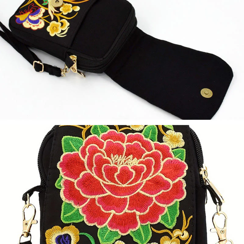 Buddha Stones Inula Flower Peony Ricamo Tela Shopping Borsa Borsa A Tracolla - Image 4