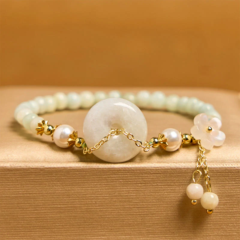Buddha Stones Jade Peace Buckle Perline Fiore Prosperità - Image 3