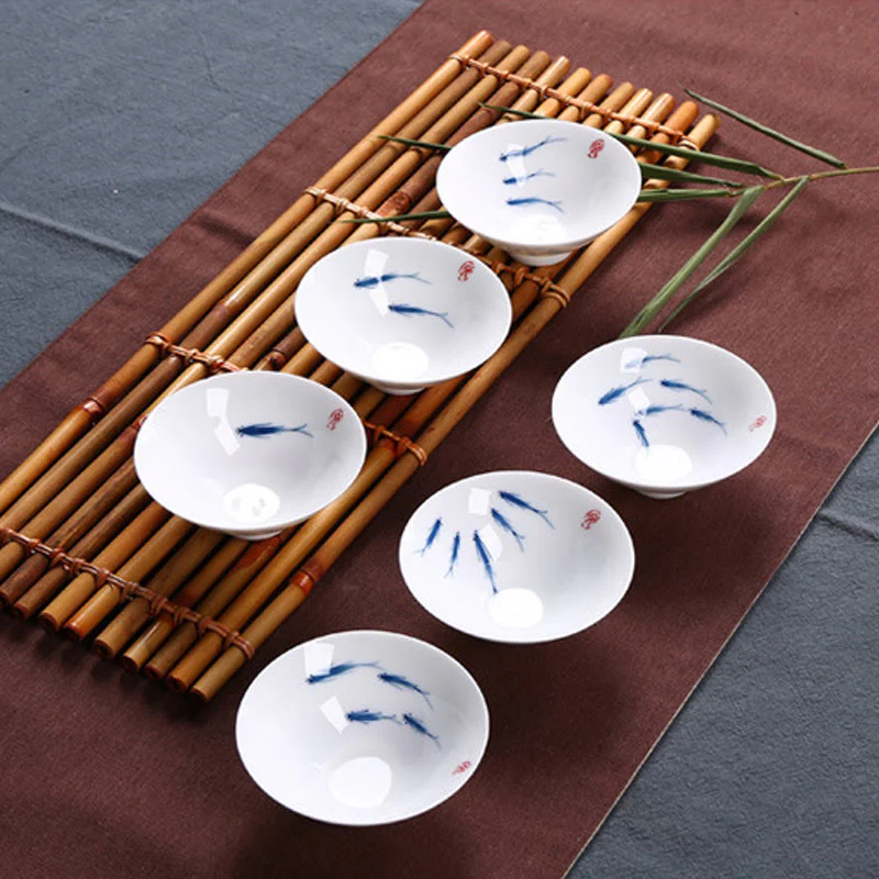 Buddha Stones Jingdezhen blu e bianco porcellana Koi Fish tazza da tè in ceramica Kung Fu tazze da tè - Image 11