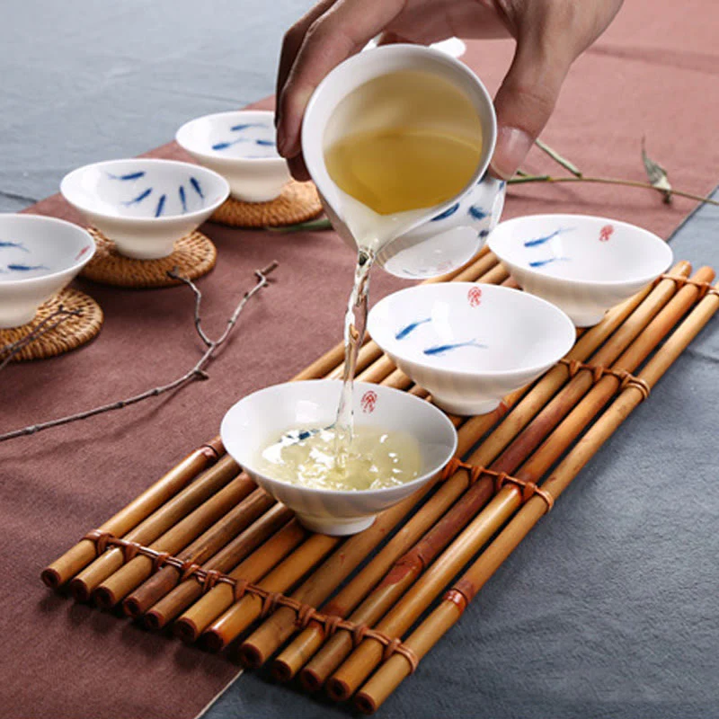Buddha Stones Jingdezhen blu e bianco porcellana Koi Fish tazza da tè in ceramica Kung Fu tazze da tè - Image 14