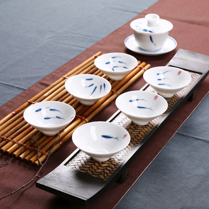 Buddha Stones Jingdezhen blu e bianco porcellana Koi Fish tazza da tè in ceramica Kung Fu tazze da tè - Image 16