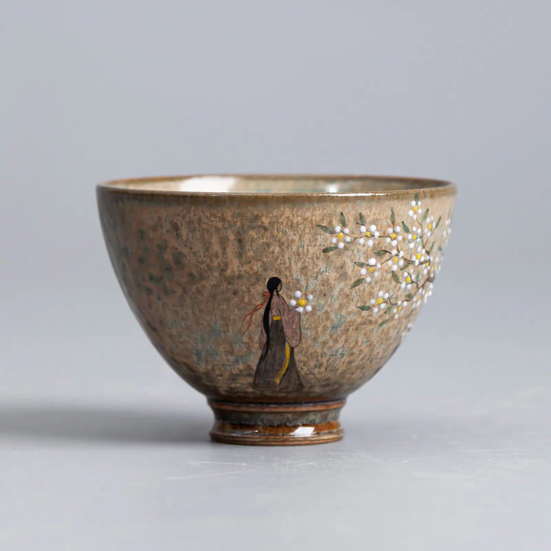 Buddha Stones Jingdezhen dipinte a mano Ru Kiln porcellana Hanfu ragazza fiore tazza da tè in ceramica Kung Fu tazze da tè