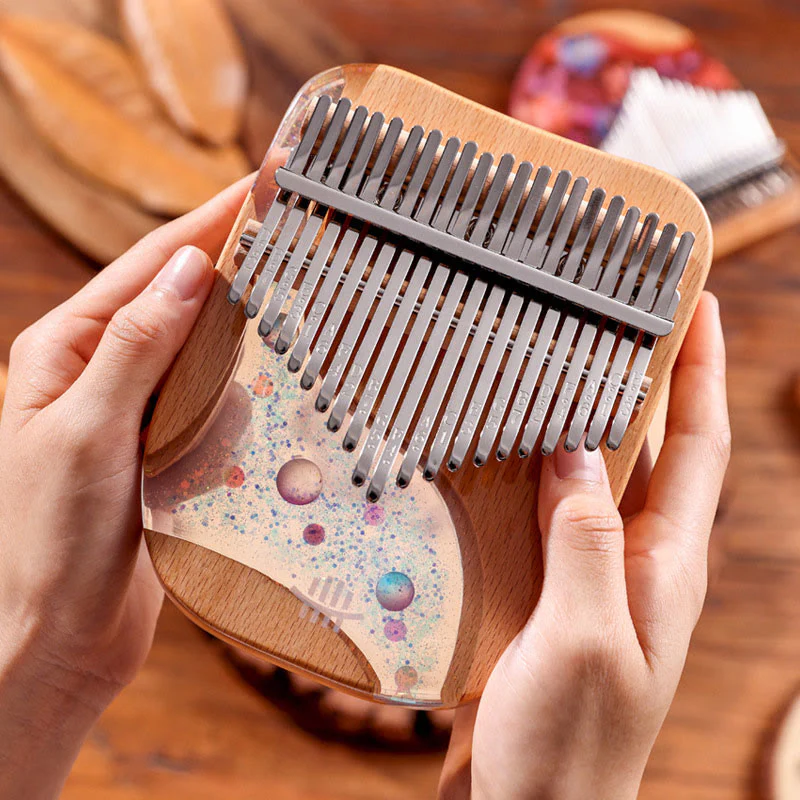 Buddha Stones Kalimba 17/21 tasti pianoforte a pollice in legno di faggio Planet Universe pianoforte portatile per dita - Image 2