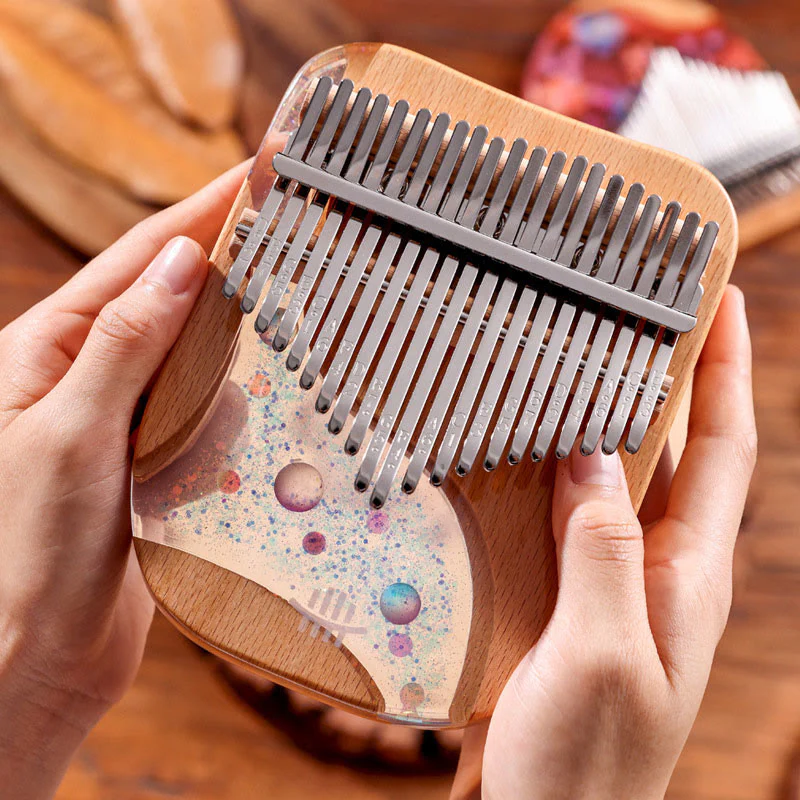 Buddha Stones Kalimba 17/21 tasti pianoforte a pollice in legno di faggio Planet Universe pianoforte portatile per dita - Image 4
