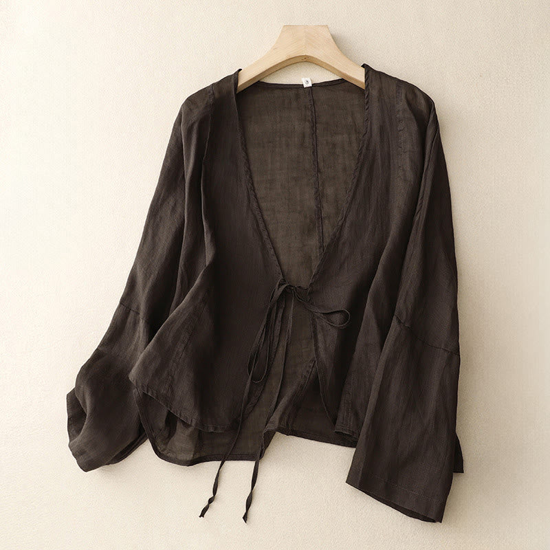 Buddha Stones Kimono estivo da donna con maniche lunghe e lacci, aperto sul davanti - Image 13