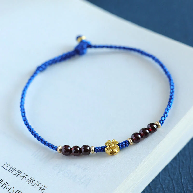 Buddha Stones Klein Blue String South Red Agate Garnet Copper Flower Power Braccialetto - Image 10