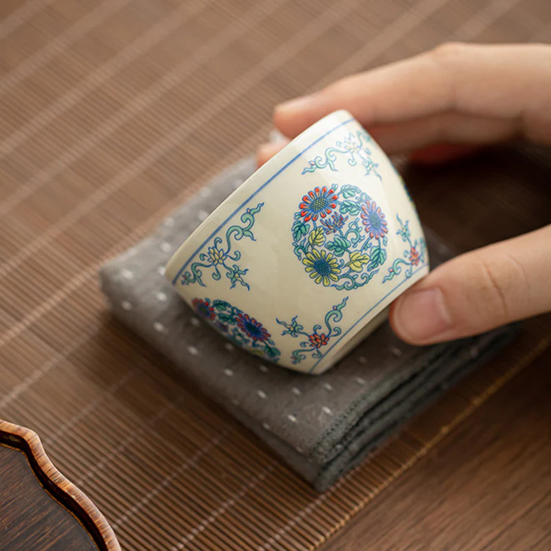 Buddha Stones Koi Fish Arowana Peonia Girasole Tazza da tè in ceramica Tazza da tè Kung Fu 60ml - Image 11