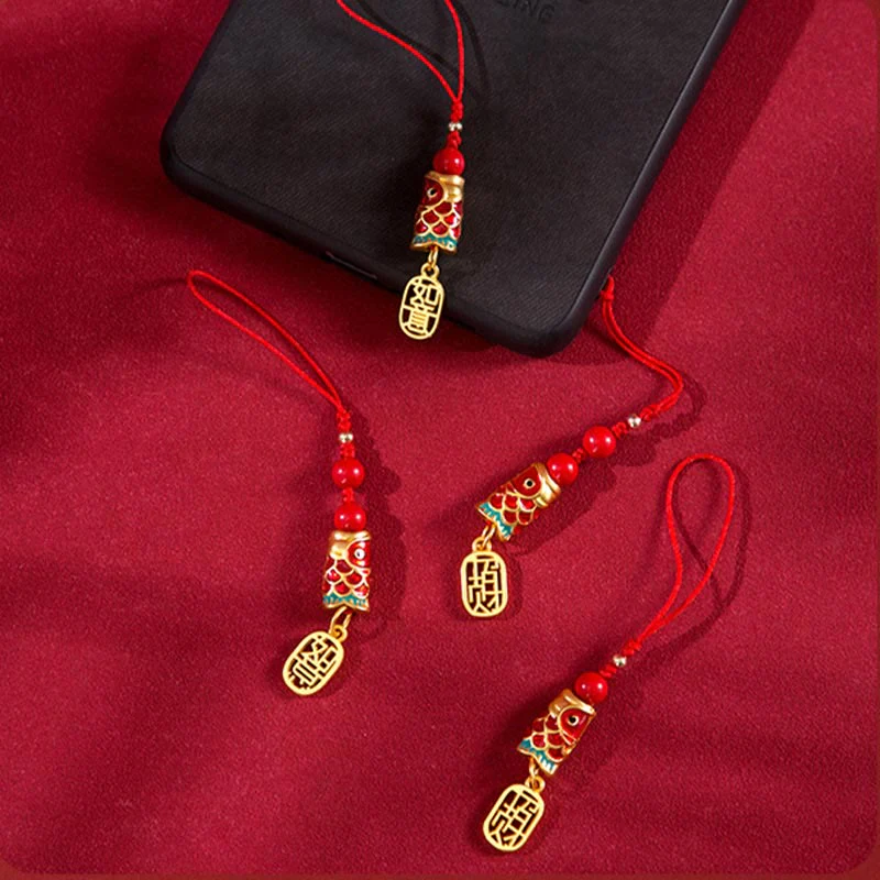 Buddha Stones Koi Fish Cinabro Attrarre Ricchezza Desiderio Ruyi Charm Fortuna Telefono Decorazione Appesa - Image 28