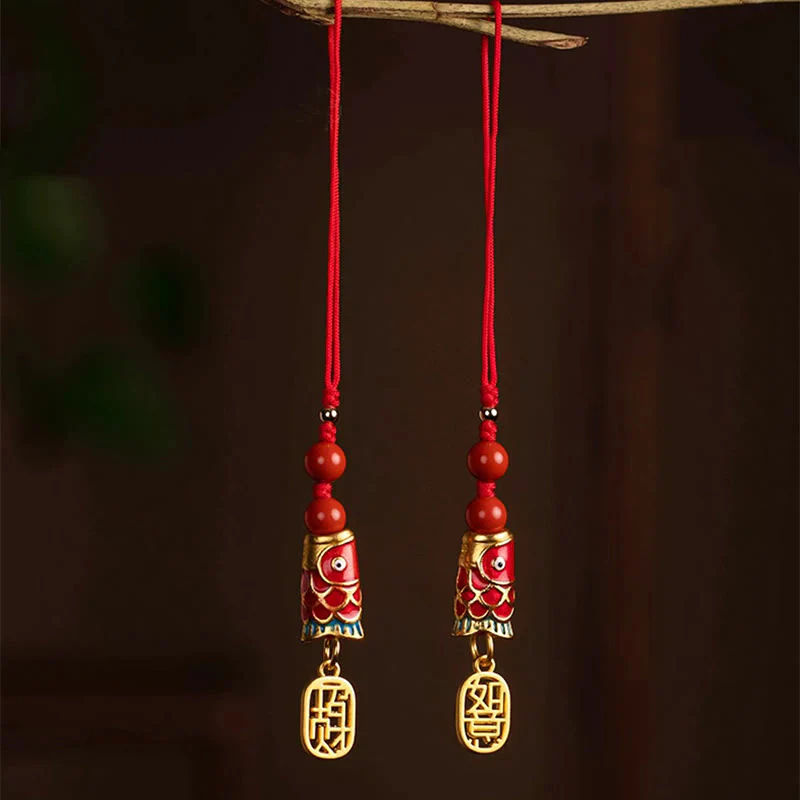Buddha Stones Koi Fish Cinabro Attrarre Ricchezza Desiderio Ruyi Charm Fortuna Telefono Decorazione Appesa - Image 29