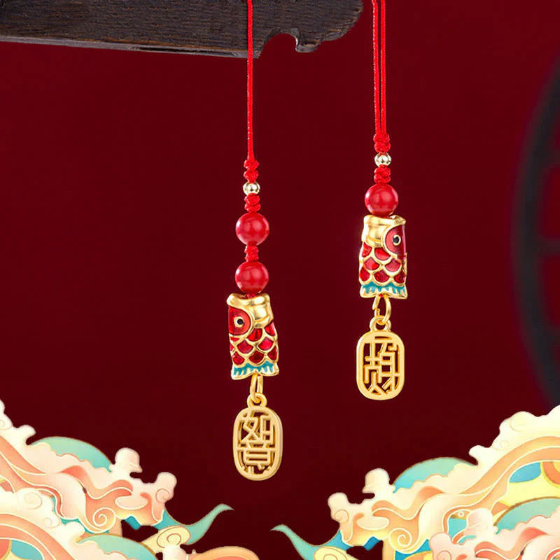 Buddha Stones Koi Fish Cinabro Attrarre Ricchezza Desiderio Ruyi Charm Fortuna Telefono Decorazione Appesa - Image 30