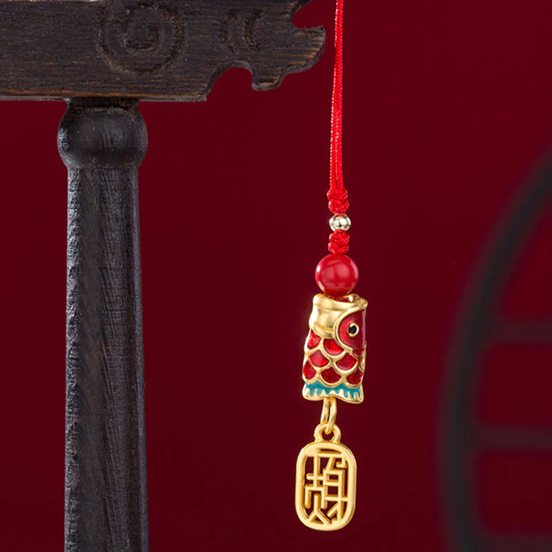 Buddha Stones Koi Fish Cinabro Attrarre Ricchezza Desiderio Ruyi Charm Fortuna Telefono Decorazione Appesa - Image 4