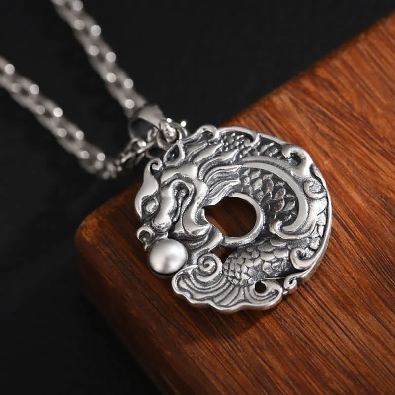 Buddha Stones Koi Fish Drago Pace Fibbia Ricchezza Collana Pendente - Image 6