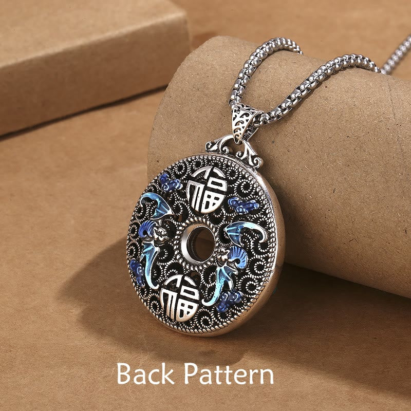 Buddha Stones Koi Pesce Loto Pace Fibbia Fu Carattere Ricchezza Fortuna Collana Pendente - Image 3