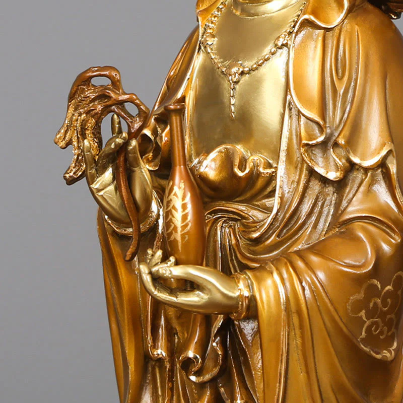 Buddha Stones Kwan Yin Avalokitesvara Loto Aura Successo Ottone Rame Statua Decorazione per la casa - Image 9