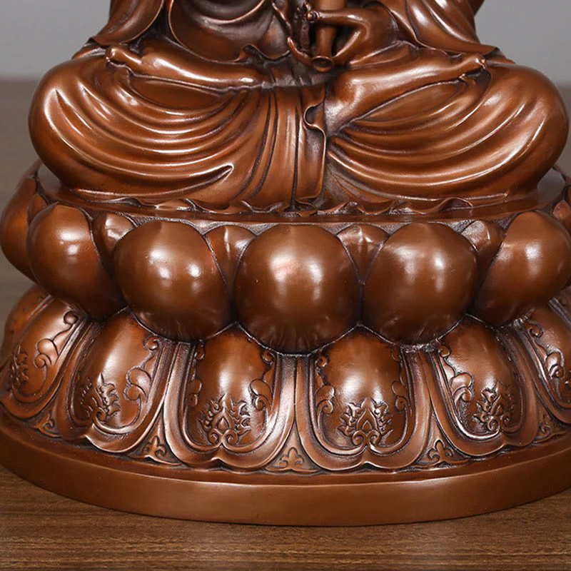 Buddha Stones Kwan Yin Avalokitesvara Lotus Ricchezza Statua in Rame Decorazione per la Scrivania di Casa - Image 13
