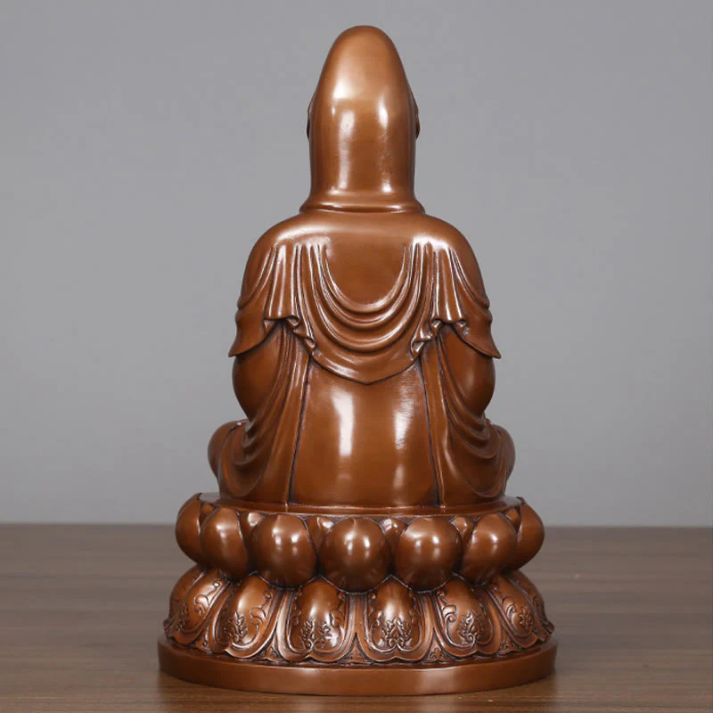 Buddha Stones Kwan Yin Avalokitesvara Lotus Ricchezza Statua in Rame Decorazione per la Scrivania di Casa - Image 5