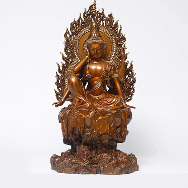 Buddha Stones Kwan Yin Avalokitesvara Successo Ottone Rame Statua Casa Scrivania Altare Decorazione - Image 12